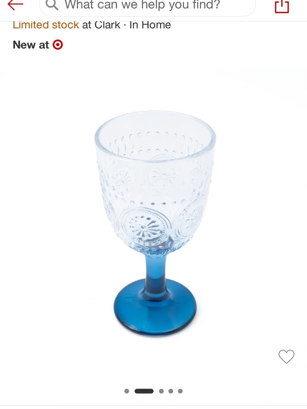 Target Blue Stemmed Goblet with Pressed Glass Pattern - New | 4th of July